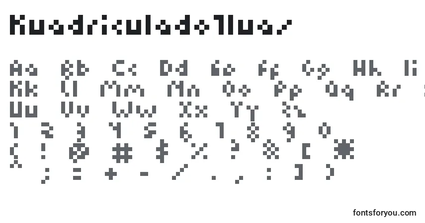 Schriftart Kuadriculado7luas – Alphabet, Zahlen, spezielle Symbole