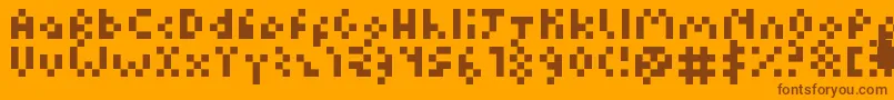 フォントKuadriculado7luas – オレンジの背景に茶色のフォント