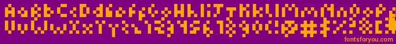 Kuadriculado7luas-Schriftart – Orangefarbene Schriften auf violettem Hintergrund