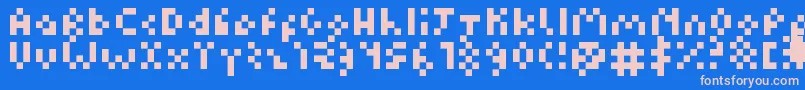 Czcionka Kuadriculado7luas – różowe czcionki na niebieskim tle
