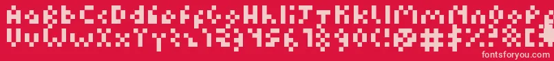 Czcionka Kuadriculado7luas – różowe czcionki na czerwonym tle