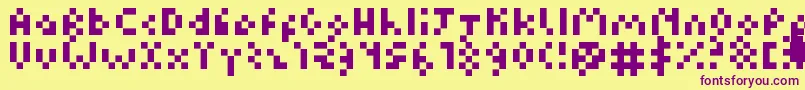 Kuadriculado7luas Font – Purple Fonts on Yellow Background