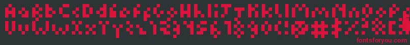 Kuadriculado7luas-fontti – punaiset fontit mustalla taustalla