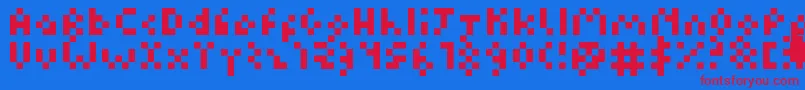 Fonte Kuadriculado7luas – fontes vermelhas em um fundo azul