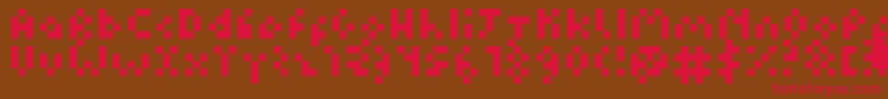 Kuadriculado7luas Font – Red Fonts on Brown Background