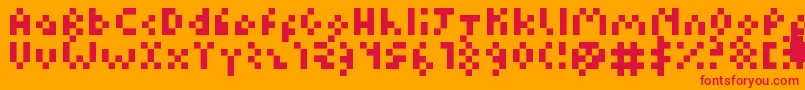 Kuadriculado7luas-fontti – punaiset fontit oranssilla taustalla