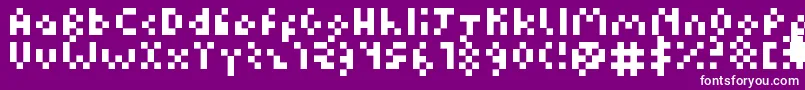 Czcionka Kuadriculado7luas – białe czcionki na fioletowym tle