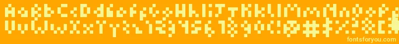 Kuadriculado7luas-fontti – keltaiset fontit oranssilla taustalla