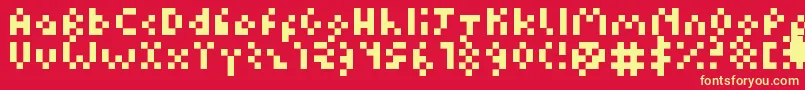 Kuadriculado7luas Font – Yellow Fonts on Red Background