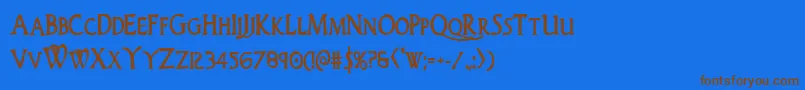 Woodgodboldcond Font – Brown Fonts on Blue Background