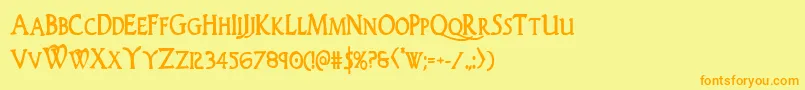 Woodgodboldcond Font – Orange Fonts on Yellow Background