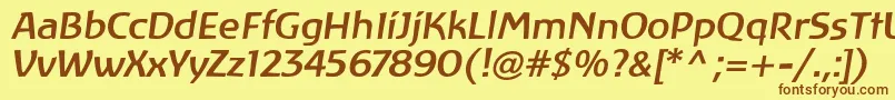 Czcionka LinotypeAtlantisMediumItalic – brązowe czcionki na żółtym tle