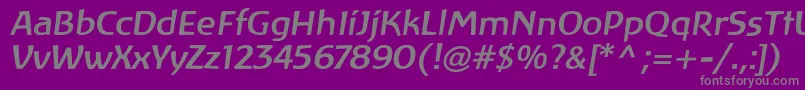 フォントLinotypeAtlantisMediumItalic – 紫の背景に灰色の文字