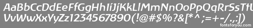 フォントLinotypeAtlantisMediumItalic – 灰色の背景に白い文字