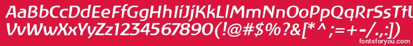 Czcionka LinotypeAtlantisMediumItalic – białe czcionki na czerwonym tle