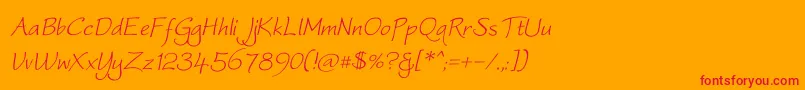 WorstveldOblique-Schriftart – Rote Schriften auf orangefarbenem Hintergrund