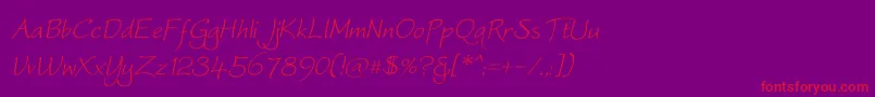 WorstveldOblique-Schriftart – Rote Schriften auf violettem Hintergrund