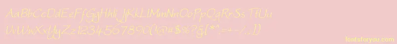 WorstveldOblique-Schriftart – Gelbe Schriften auf rosa Hintergrund