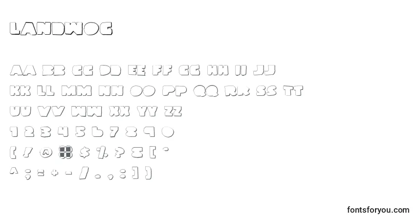 A fonte Landwog – alfabeto, números, caracteres especiais