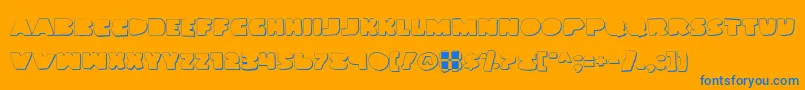 Landwog-Schriftart – Blaue Schriften auf orangefarbenem Hintergrund