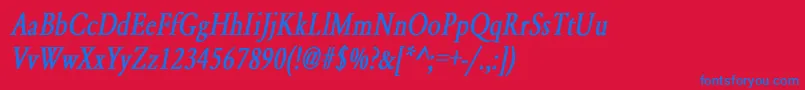 YearlindNormalCondensedBoldItalic Font – Blue Fonts on Red Background