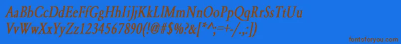 YearlindNormalCondensedBoldItalic Font – Brown Fonts on Blue Background