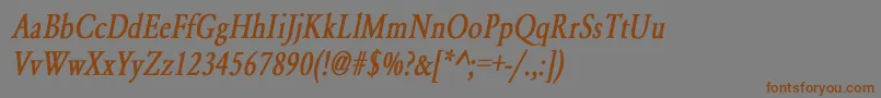 YearlindNormalCondensedBoldItalic Font – Brown Fonts on Gray Background
