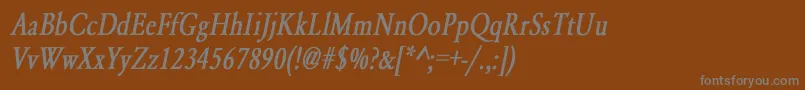 YearlindNormalCondensedBoldItalic Font – Gray Fonts on Brown Background