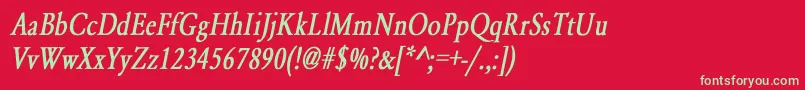 フォントYearlindNormalCondensedBoldItalic – 赤い背景に緑の文字