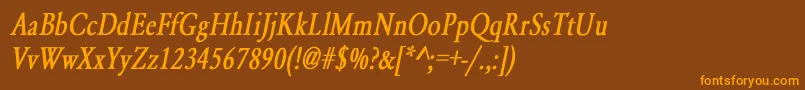 YearlindNormalCondensedBoldItalic Font – Orange Fonts on Brown Background