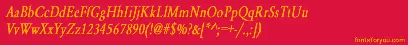 YearlindNormalCondensedBoldItalic Font – Orange Fonts on Red Background