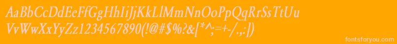 Czcionka YearlindNormalCondensedBoldItalic – różowe czcionki na pomarańczowym tle