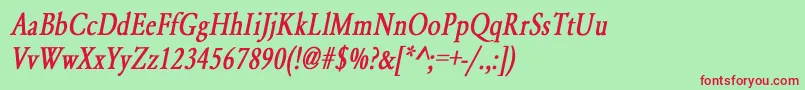 Шрифт YearlindNormalCondensedBoldItalic – красные шрифты на зелёном фоне