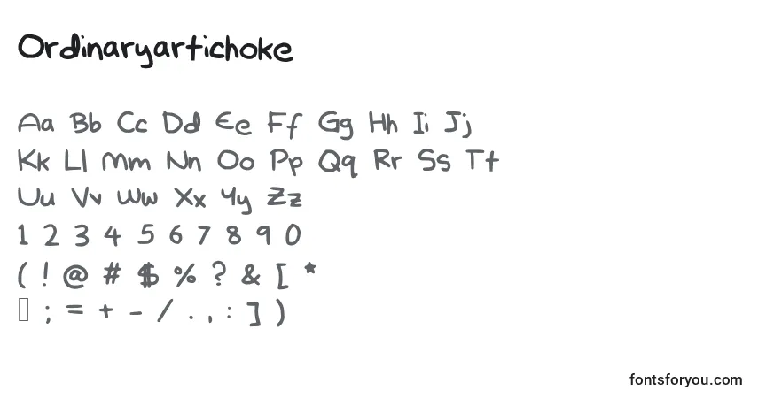 Fuente Ordinaryartichoke - alfabeto, números, caracteres especiales