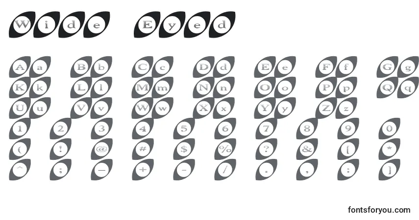 Wide Eyed-fontti – aakkoset, numerot, erikoismerkit