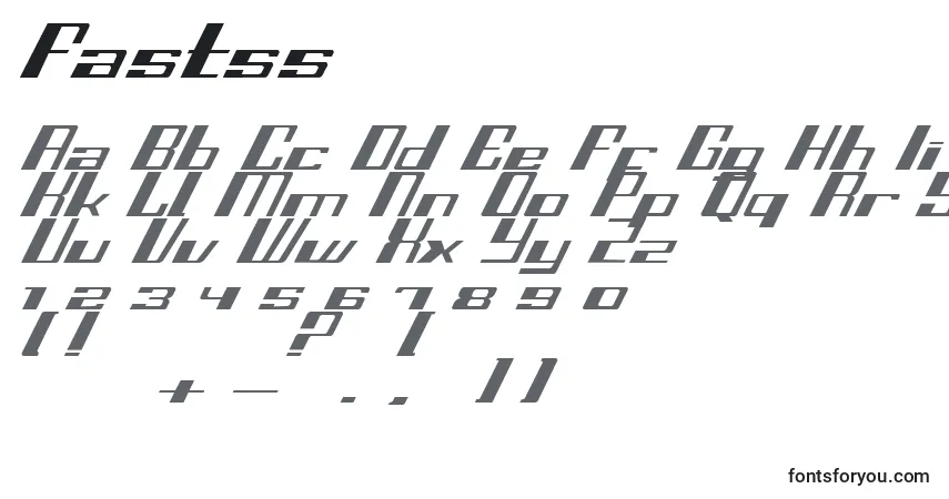 Czcionka Fastss – alfabet, cyfry, specjalne znaki