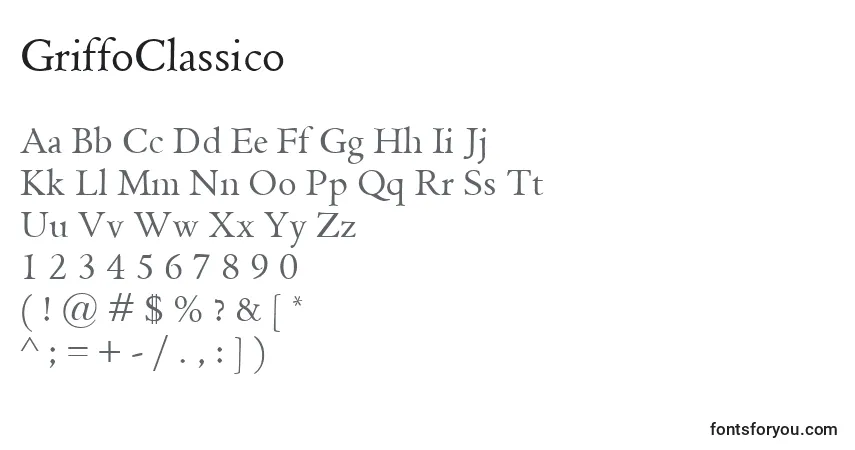 Schriftart GriffoClassico – Alphabet, Zahlen, spezielle Symbole