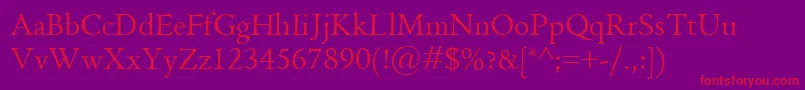 GriffoClassico Font – Red Fonts on Purple Background