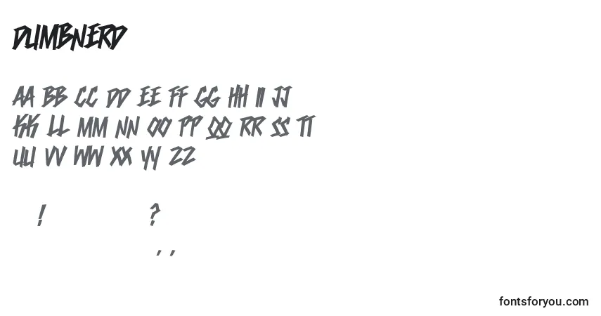 Czcionka Dumbnerd – alfabet, cyfry, specjalne znaki