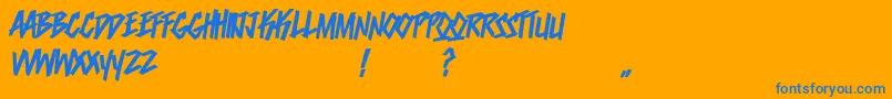 Dumbnerd-Schriftart – Blaue Schriften auf orangefarbenem Hintergrund