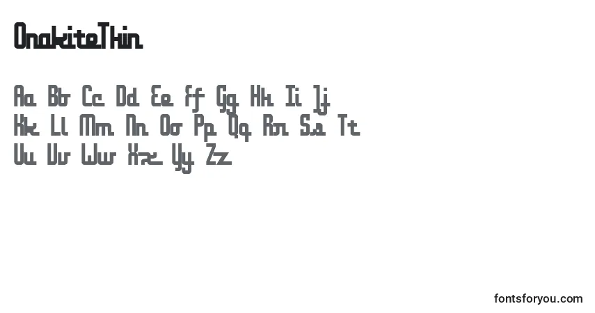 Schriftart OnakiteThin – Alphabet, Zahlen, spezielle Symbole