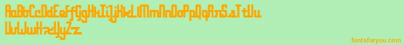 フォントOnakiteThin – オレンジの文字が緑の背景にあります。