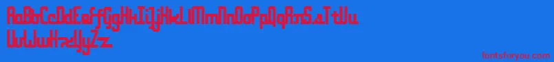 OnakiteThin-Schriftart – Rote Schriften auf blauem Hintergrund