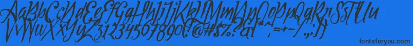 Tipbrush1Slanted Font – Black Fonts on Blue Background