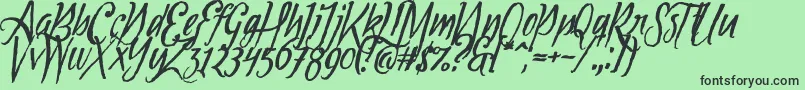 Tipbrush1Slanted Font – Black Fonts on Green Background