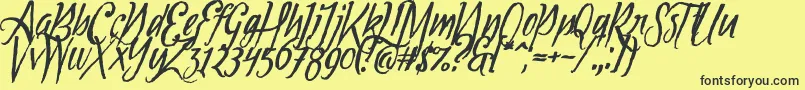 Tipbrush1Slanted Font – Black Fonts on Yellow Background