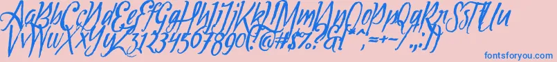 Tipbrush1Slanted Font – Blue Fonts on Pink Background