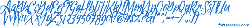 Tipbrush1Slanted Font – Blue Fonts on White Background