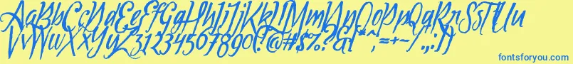 Tipbrush1Slanted Font – Blue Fonts on Yellow Background