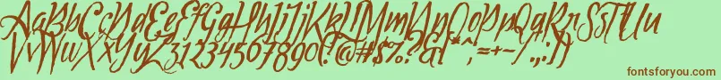 Tipbrush1Slanted Font – Brown Fonts on Green Background